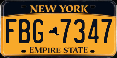 NY license plate FBG7347