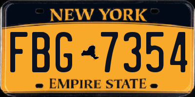 NY license plate FBG7354