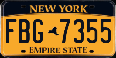 NY license plate FBG7355
