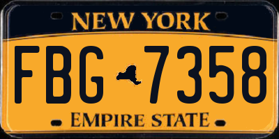 NY license plate FBG7358