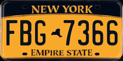 NY license plate FBG7366