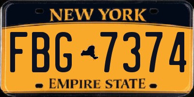 NY license plate FBG7374