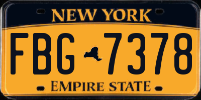 NY license plate FBG7378
