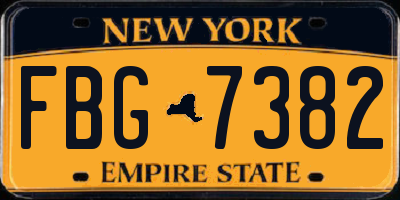 NY license plate FBG7382