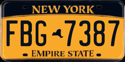 NY license plate FBG7387