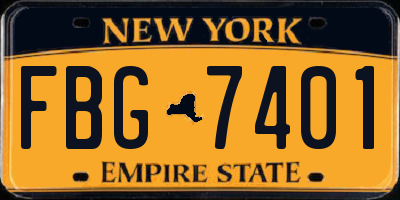 NY license plate FBG7401
