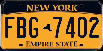 NY license plate FBG7402