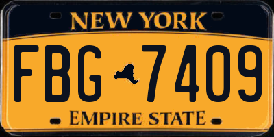 NY license plate FBG7409