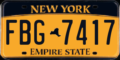 NY license plate FBG7417