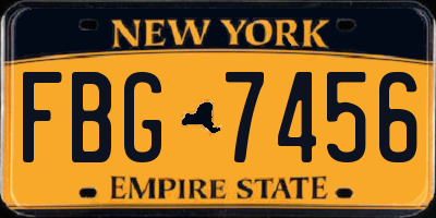 NY license plate FBG7456