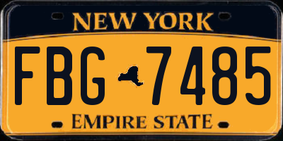 NY license plate FBG7485