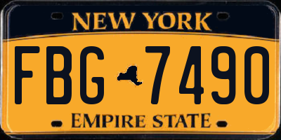 NY license plate FBG7490