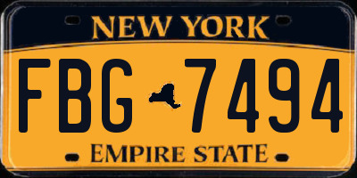 NY license plate FBG7494