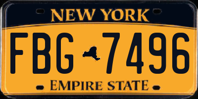 NY license plate FBG7496