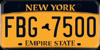 NY license plate FBG7500