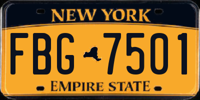 NY license plate FBG7501
