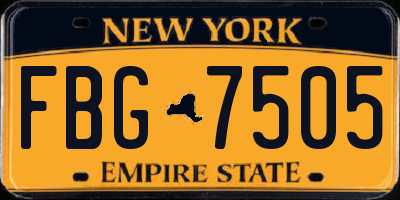 NY license plate FBG7505