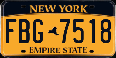 NY license plate FBG7518