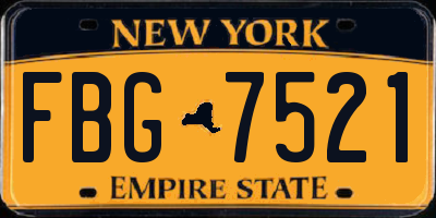 NY license plate FBG7521