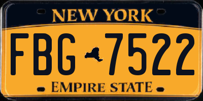 NY license plate FBG7522