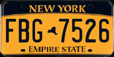 NY license plate FBG7526