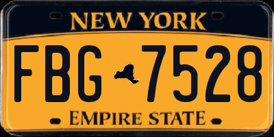 NY license plate FBG7528