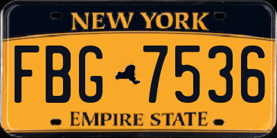 NY license plate FBG7536