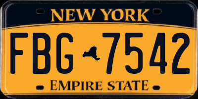 NY license plate FBG7542