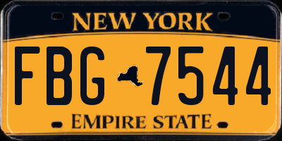 NY license plate FBG7544