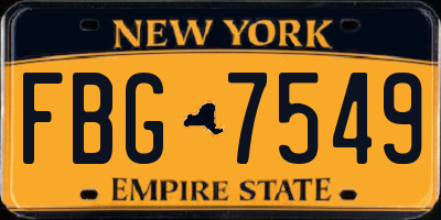 NY license plate FBG7549