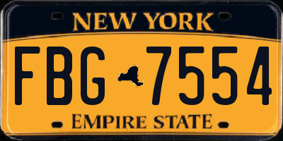 NY license plate FBG7554