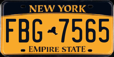 NY license plate FBG7565