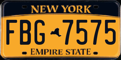 NY license plate FBG7575