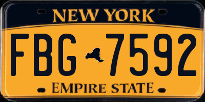 NY license plate FBG7592