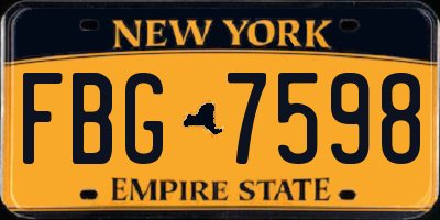 NY license plate FBG7598