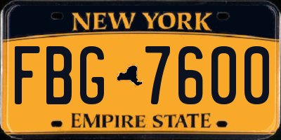 NY license plate FBG7600