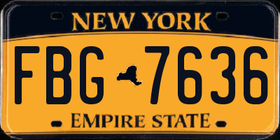 NY license plate FBG7636