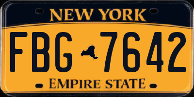NY license plate FBG7642
