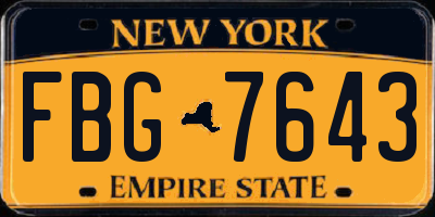 NY license plate FBG7643