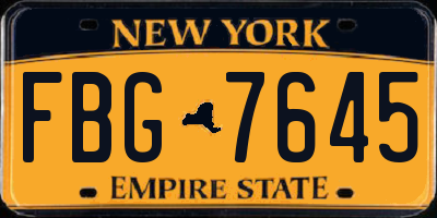 NY license plate FBG7645