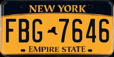 NY license plate FBG7646