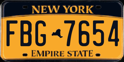 NY license plate FBG7654