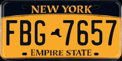 NY license plate FBG7657
