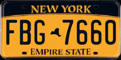 NY license plate FBG7660
