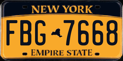 NY license plate FBG7668