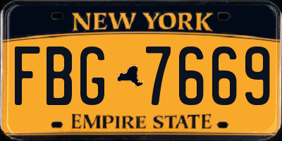 NY license plate FBG7669