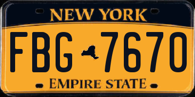 NY license plate FBG7670