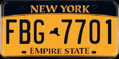 NY license plate FBG7701