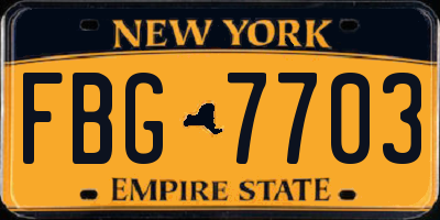 NY license plate FBG7703