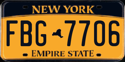 NY license plate FBG7706